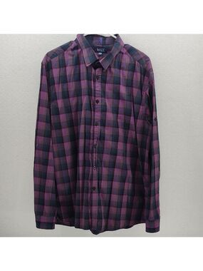 Newton Men's Purple Plaid Casual Button Down Shirt